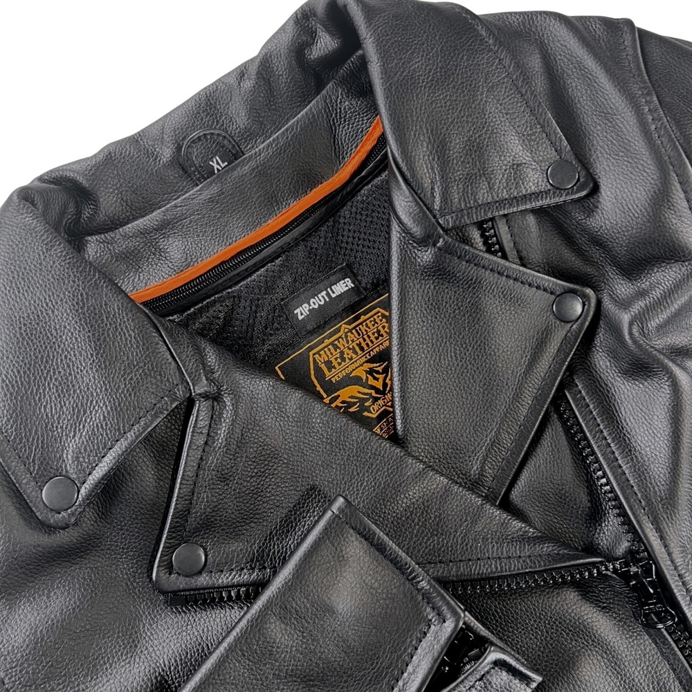 Milwaukee Leather Motorcycle Jacket Women XL Black Braided Zip Liner